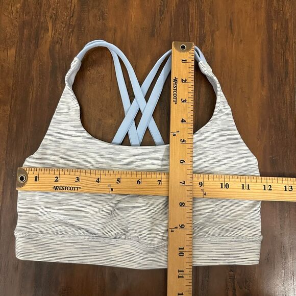LULULEMON Energy Bra Crossback Gray/Blue Workout Yoga Athleisure NO PADS - Picture 8 of 8